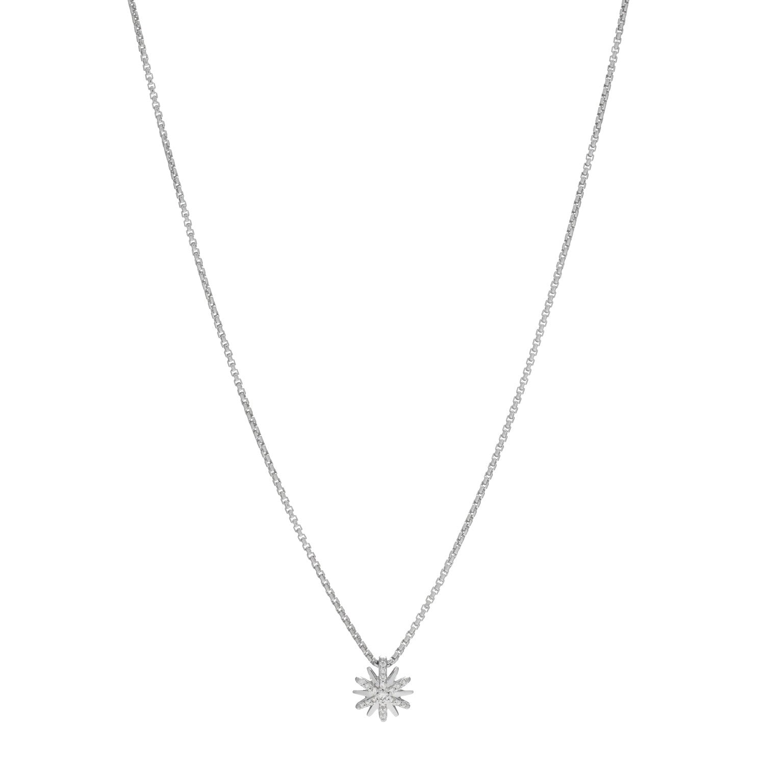 David Yurman Sterling Silver Diamond 10.5mm Petite Starburst Pendant Necklace 1 of 3