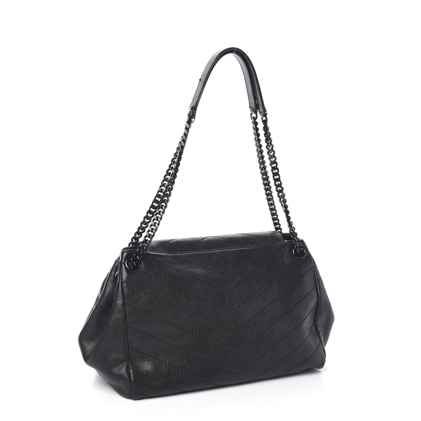 Vintage Lambskin Chevron Monogram Medium Nolita Black