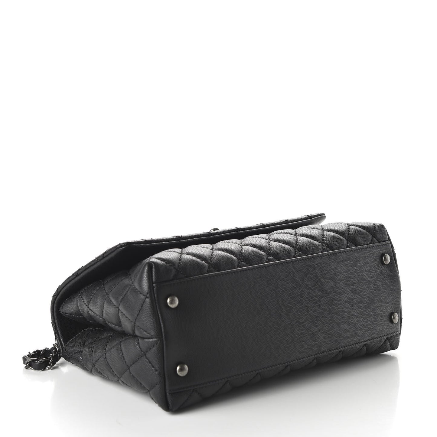 Caviar Lizard Quilted Small Coco Handle Flap Black