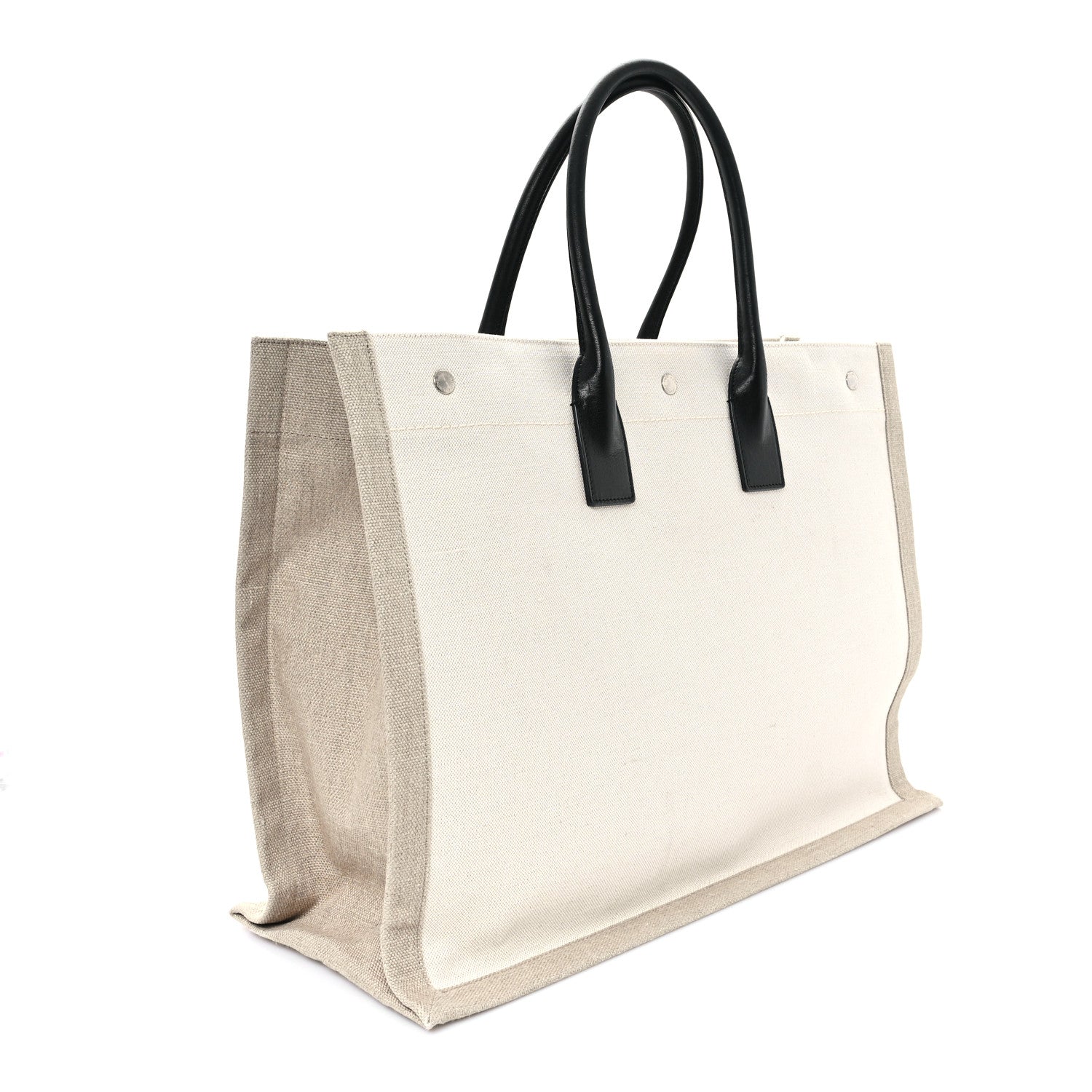 Saint Laurent Linen Calfskin Rive Gauche Tote Optic White 3 of 11