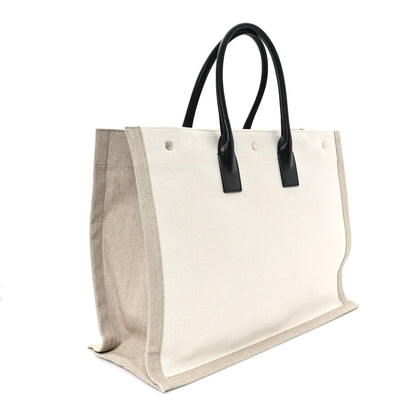 Saint Laurent Linen Calfskin Rive Gauche Tote Optic White 3 of 11