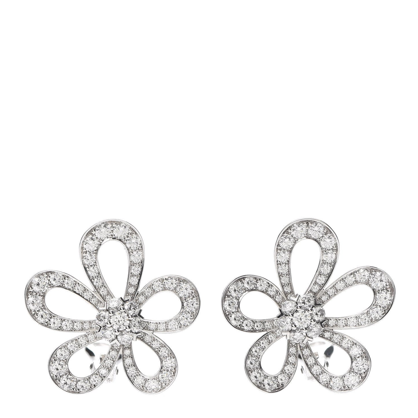 18K White Gold Diamond Flowerlace Earrings