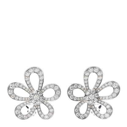 Van Cleef & Arpels 18K White Gold Diamond Flowerlace Earrings 1 of 6