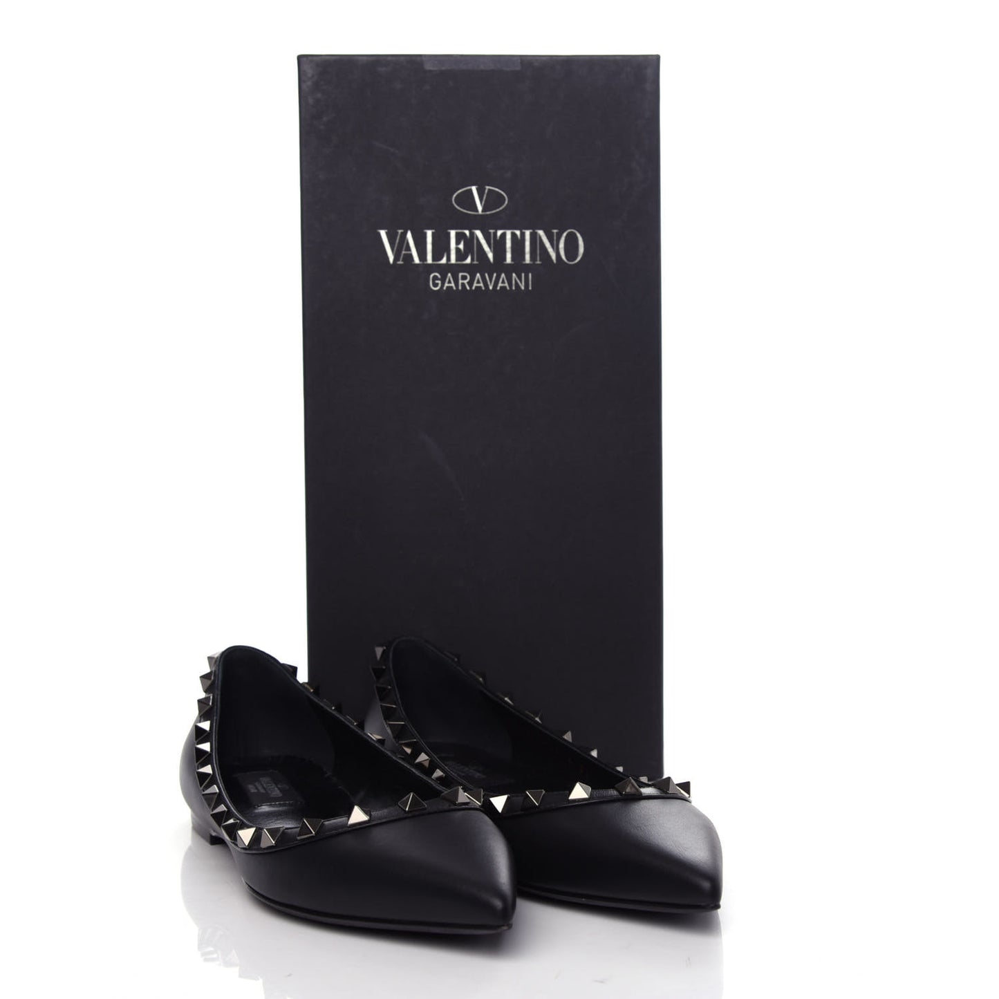 Nappa Rockstud Ballerina Flats 37 Black