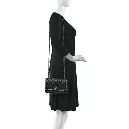 Chanel Lambskin Enamel Strass Quilted Mini Paris Monaco Flap Black 2 of 9