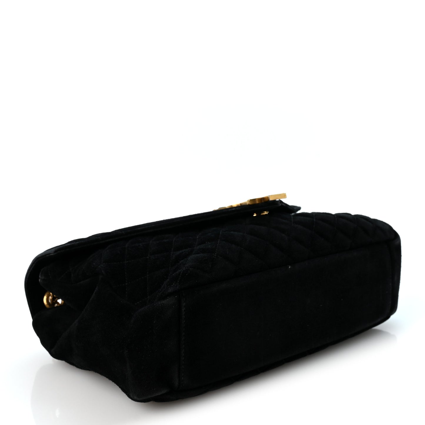 Suede Mixed Matelasse Triquilt Large Monogram Envelope Satchel Black