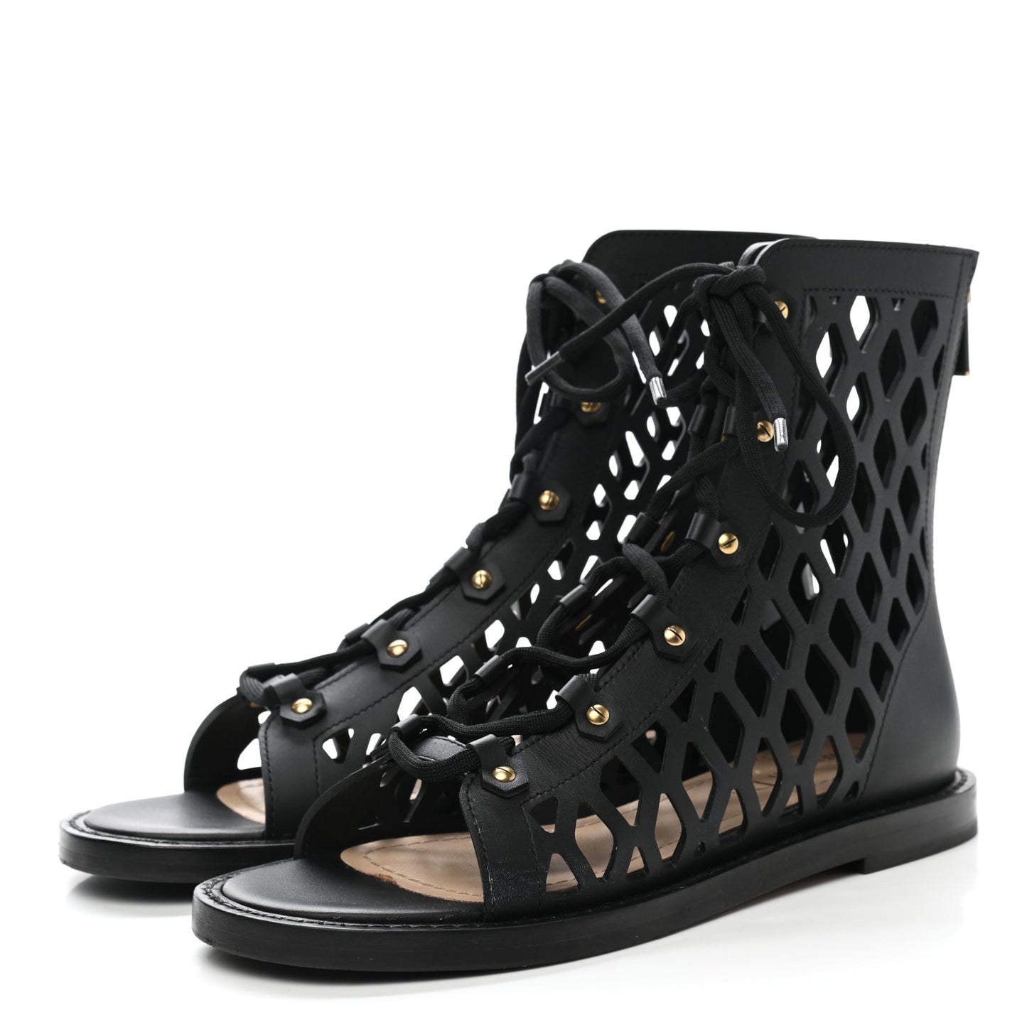 Matte Calfskin D-Trap Sandals 35.5 Black