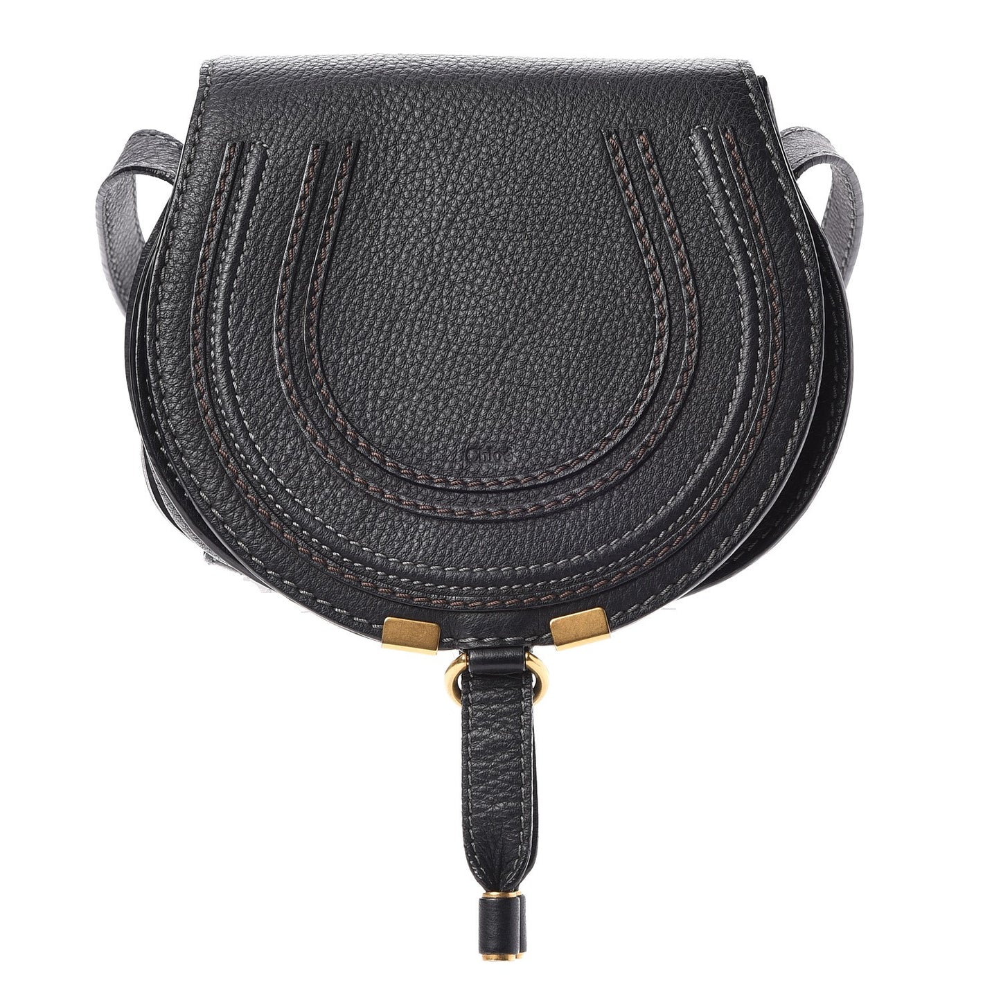 Calfskin Mini Marcie Round Crossbody Bag Black