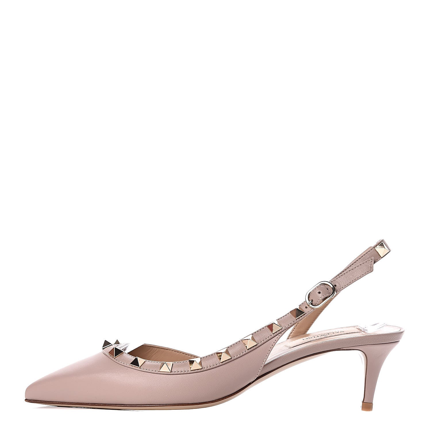 Valentino Garavani Nappa Rockstud Half D'Orsay Slingback 50mm Pumps 37 Poudre 1 of 13