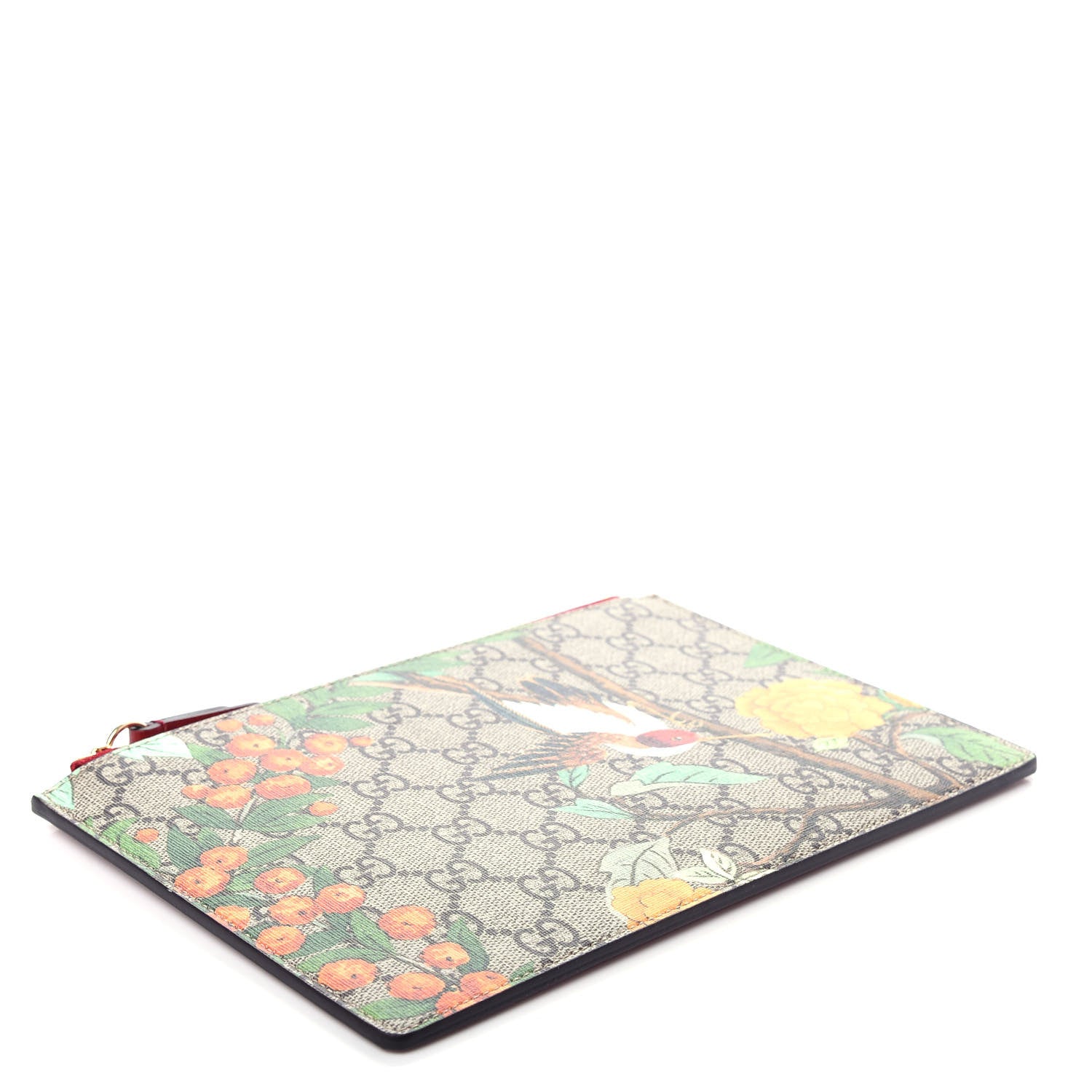 Gucci GG Supreme Monogram Tian Zip Pouch Beige Multicolor Red 4 of 7