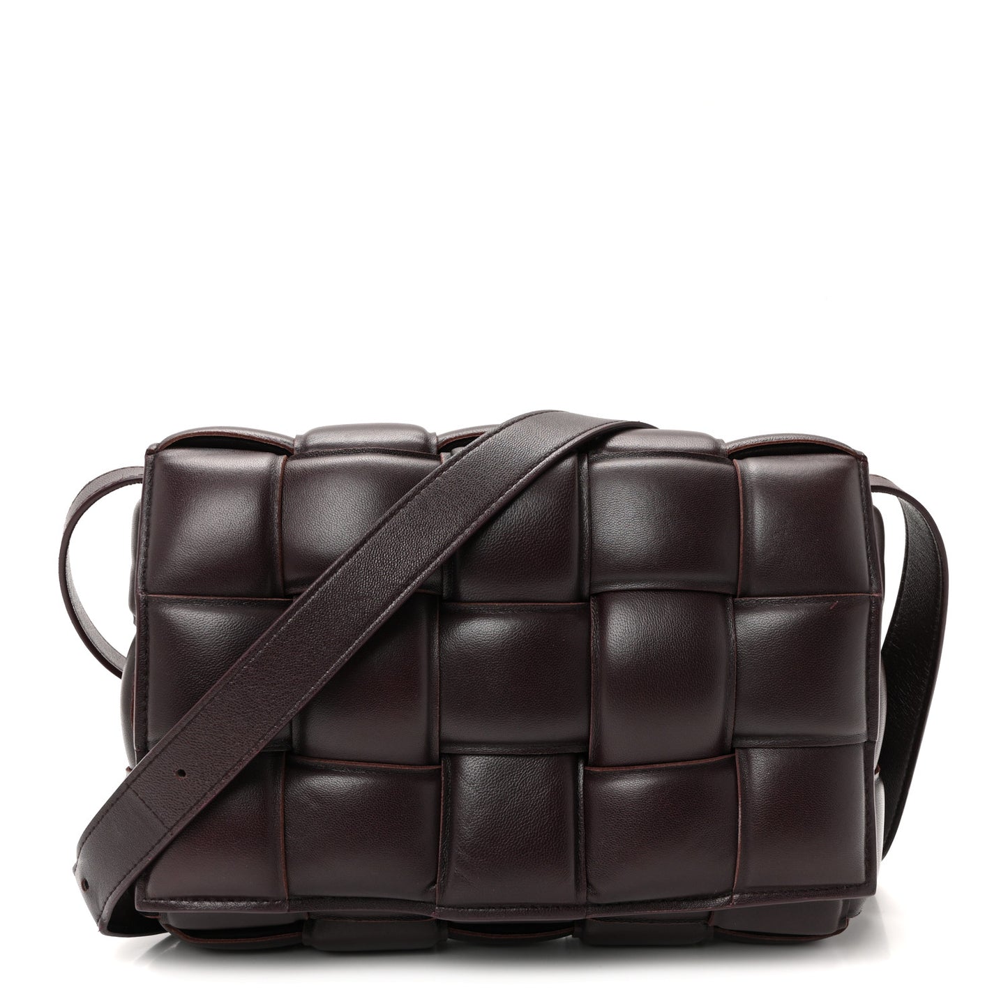 Nappa Maxi Intreccio Padded Cassette Crossbody Bag Grape