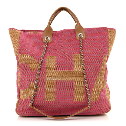 Chanel Mixed Fibers Large Shopping Bag Pink Beige 1 of 14