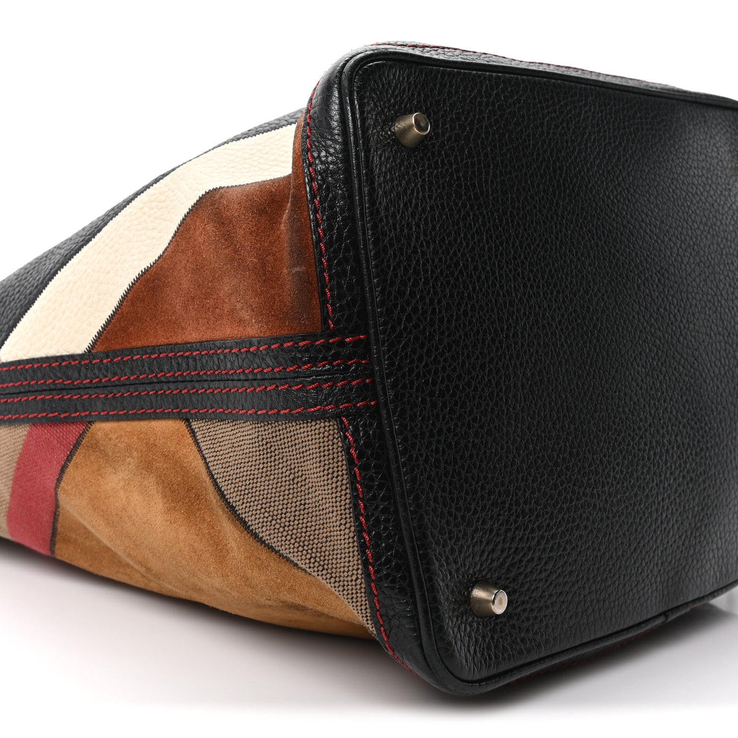 Burberry Grainy Calfskin Suede Canvas Mega Check Patchwork Medium Ashby Hobo Multicolor 9 of 10