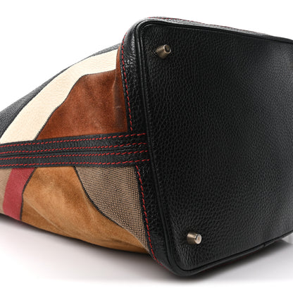Burberry Grainy Calfskin Suede Canvas Mega Check Patchwork Medium Ashby Hobo Multicolor 9 of 10