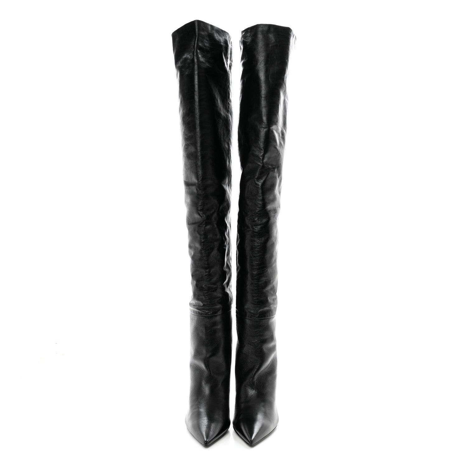 Saint Laurent Calfskin Kiki Over The Knee Boots 39 Black 2 of 7