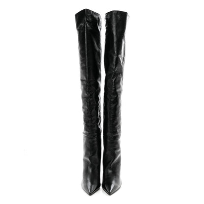 Saint Laurent Calfskin Kiki Over The Knee Boots 39 Black 2 of 7