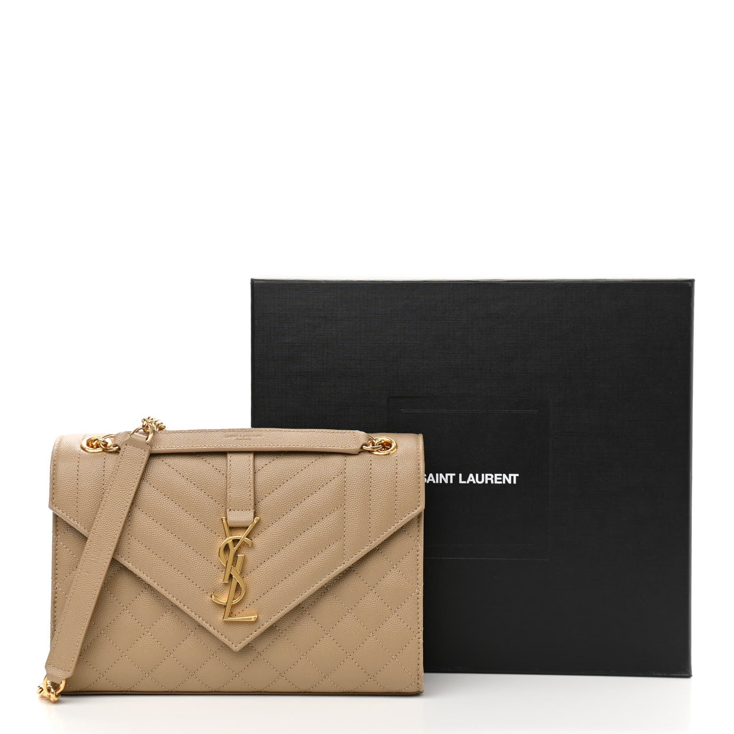 Saint Laurent Grain De Poudre Textured Mixed Matelasse Medium Triquilt Monogram Satchel Dark Latte 11 of 11