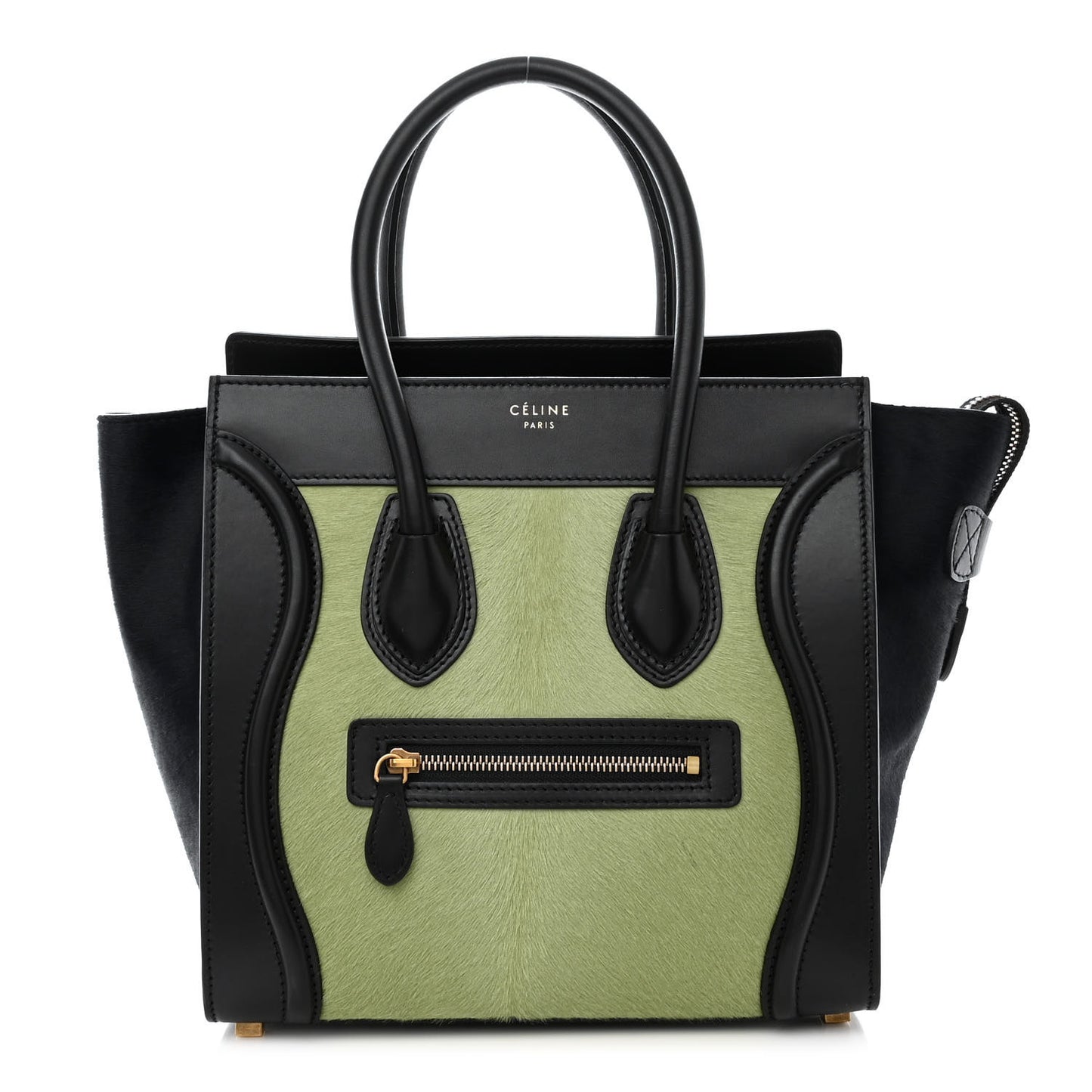 Pony Hair Smooth Calfskin Micro Tri-Color Luggage Pistachio Black