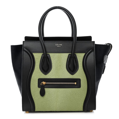 Celine Pony Hair Smooth Calfskin Micro Tri-Color Luggage Pistachio Black 1 of 12