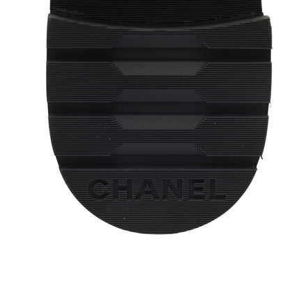 Chanel Shiny Calfskin Quilted Lace Up Combat Boots 37.5 Black 6 of 7
