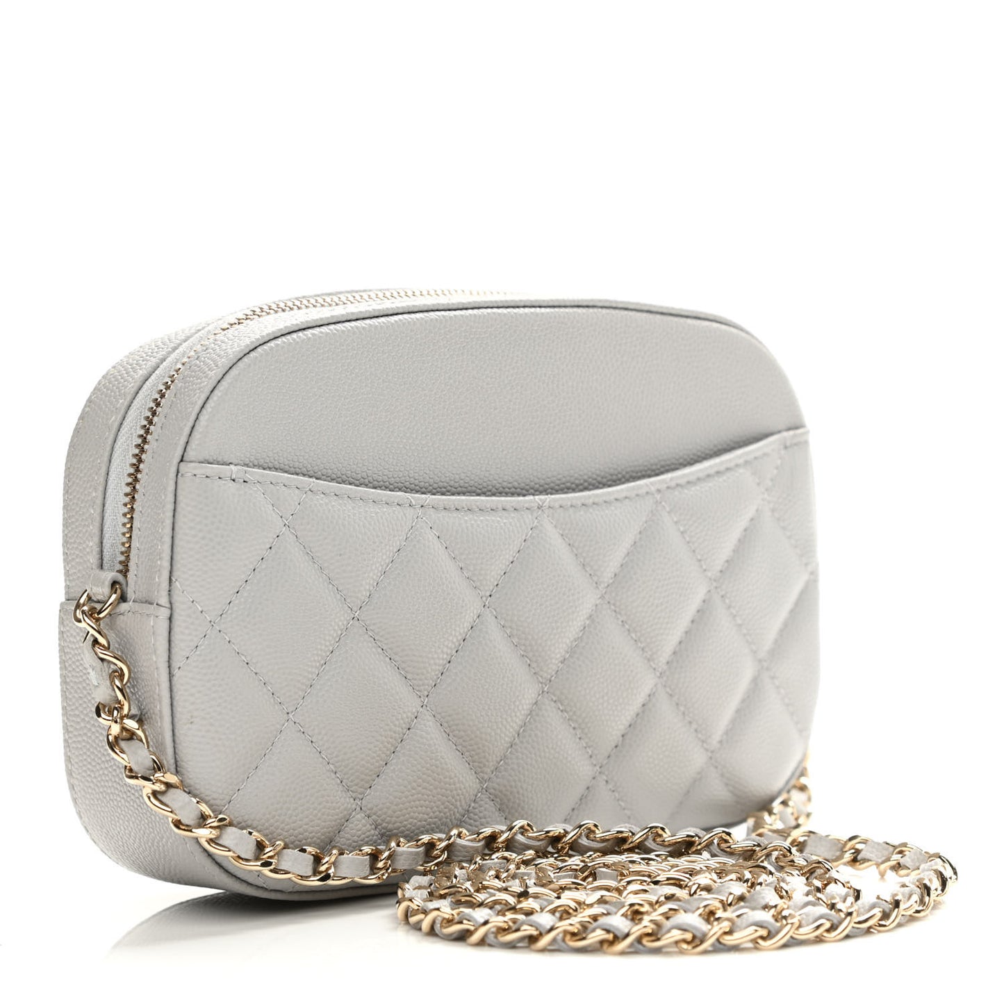 Caviar Quilted Camera Case Grey