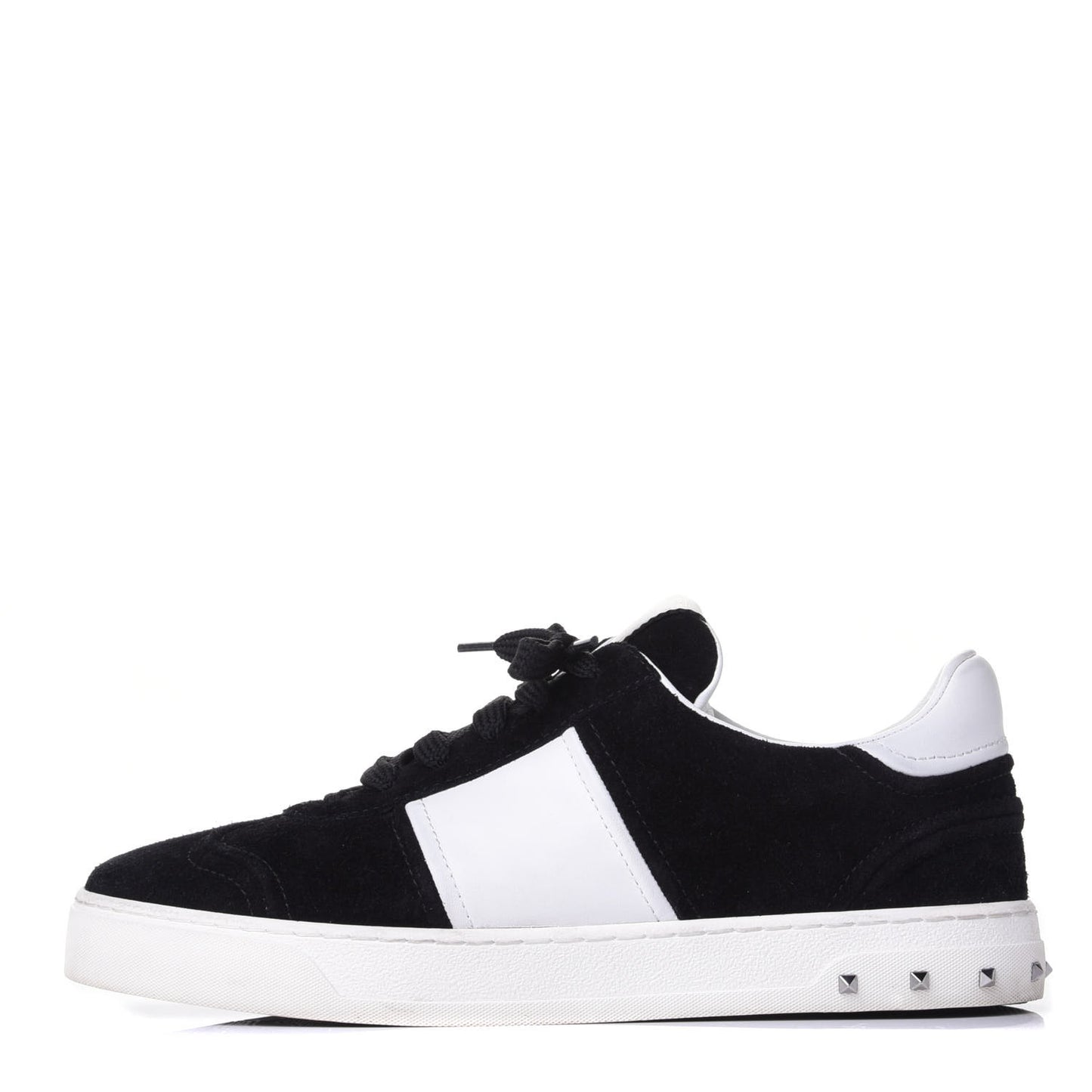 Suede Calfskin Womens Rockstud Flycrew Sneakers 40 Black White