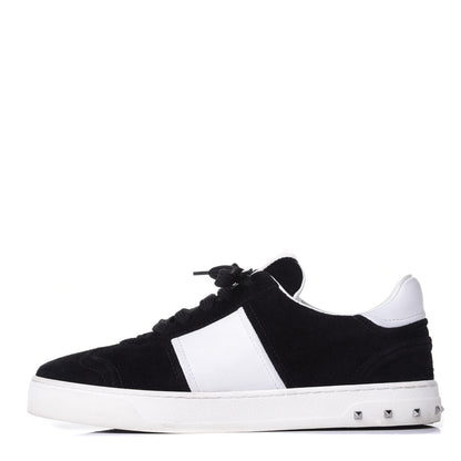 Valentino Garavani Suede Calfskin Womens Rockstud Flycrew Sneakers 40 Black White 1 of 12