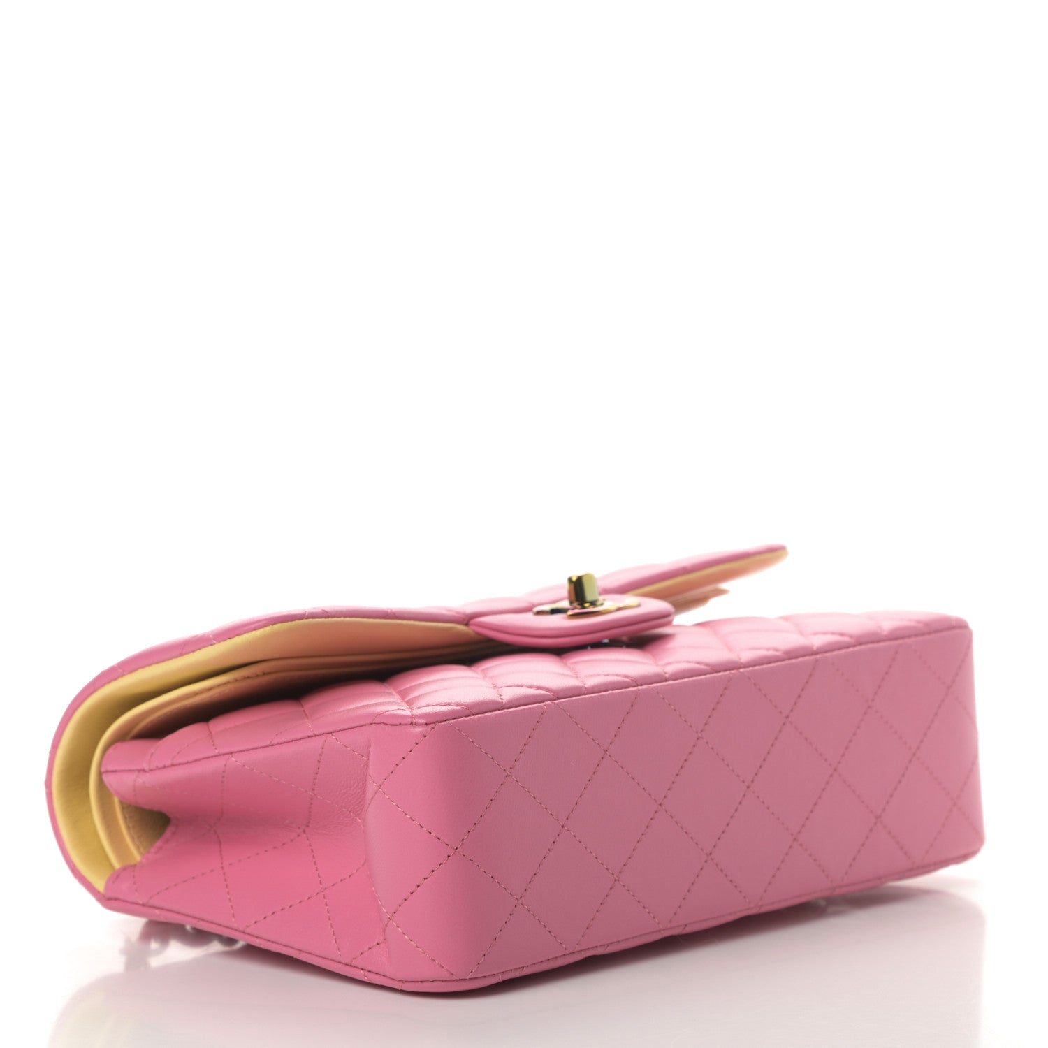 Chanel Lambskin Quilted Small Double Flap Pink Yellow 4 of 12