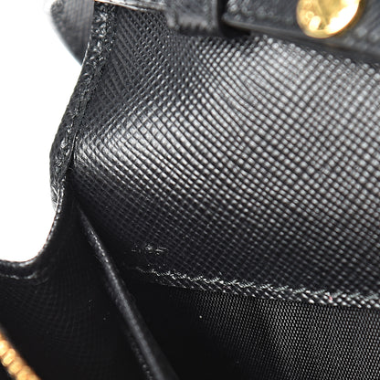 Prada Saffiano Metal Flap Wallet With Strap Black 7 of 15