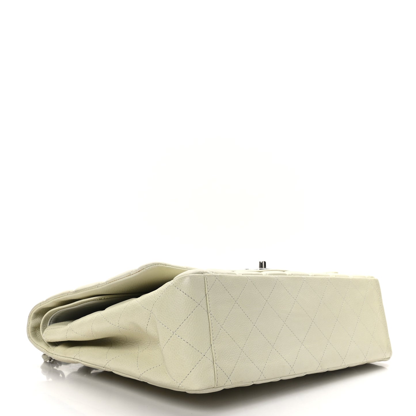 Caviar Quilted Maxi Double Flap Light Green