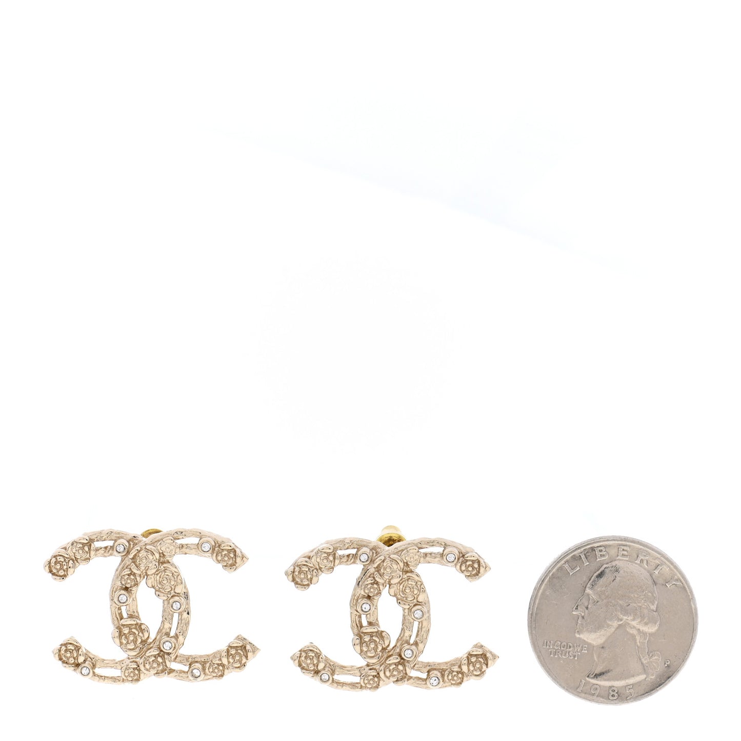 Crystal CC Camellia Earrings Gold