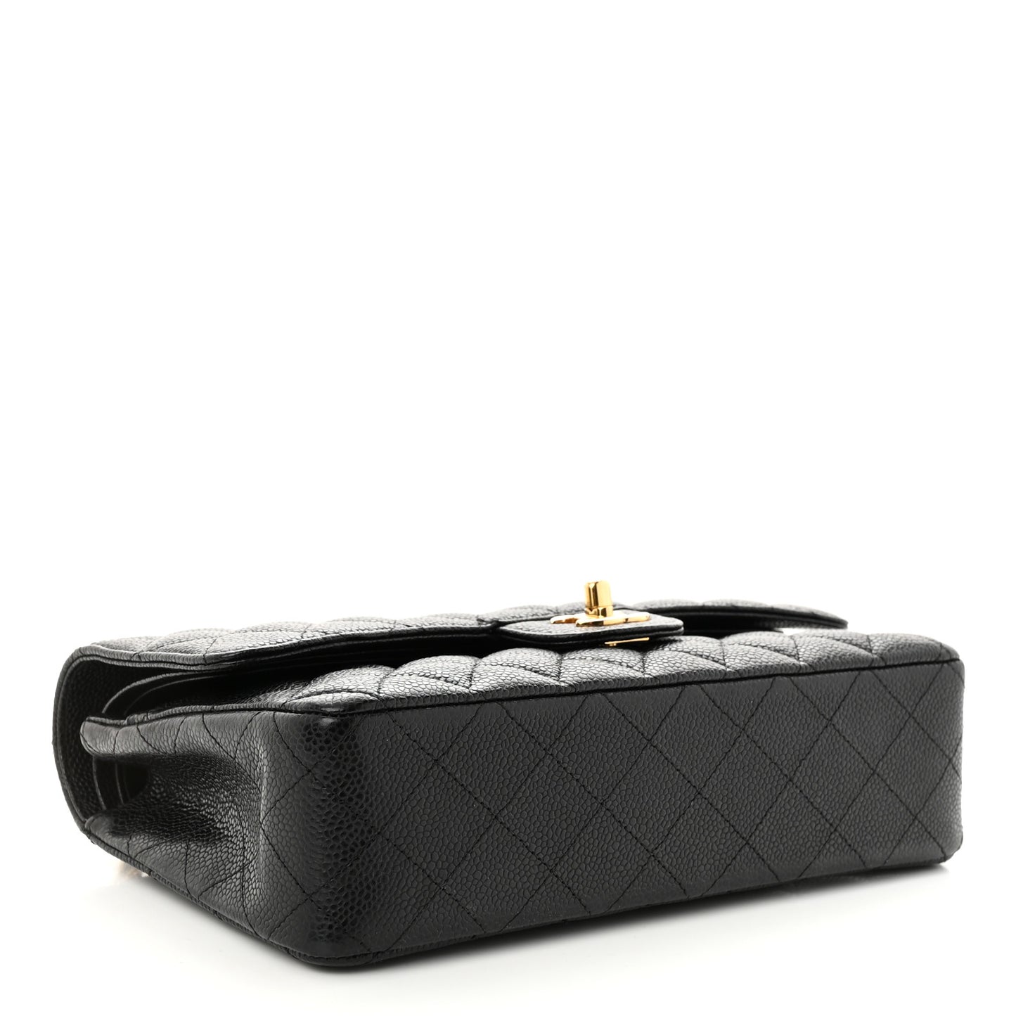 Caviar Quilted Medium Double Flap Black