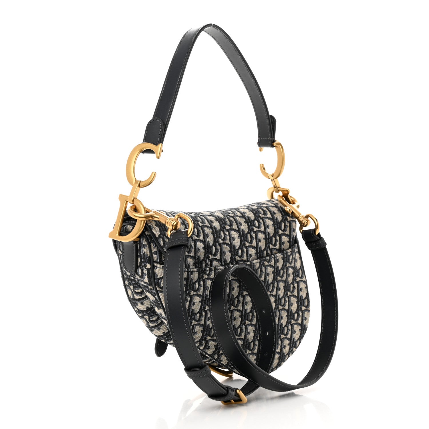 Christian Dior Oblique Saddle Bag With Strap Blue 3 of 11