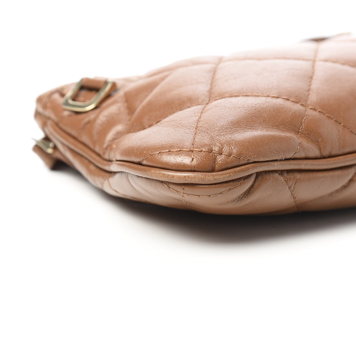 Lambskin Quilted Small Manor Pochette Shoulder Bag Dark Beige