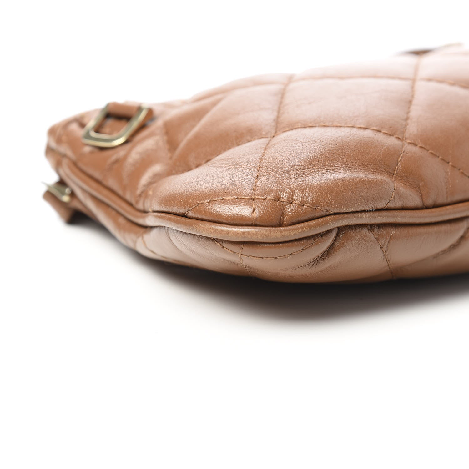 Burberry Lambskin Quilted Small Manor Pochette Shoulder Bag Dark Beige 10 of 13