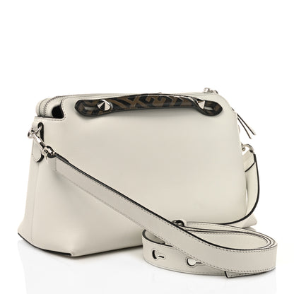 Fendi Vitello Dolce Bi-Color FF 1974 Embossed Medium By The Way Boston Bag White Ice Maya Black 3 of 13