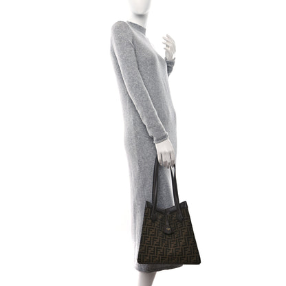 Fendi Fabric Jacquard Vitello Grace FF 1974 Medium Fendi Origami Tobacco Moro Ebano 2 of 8