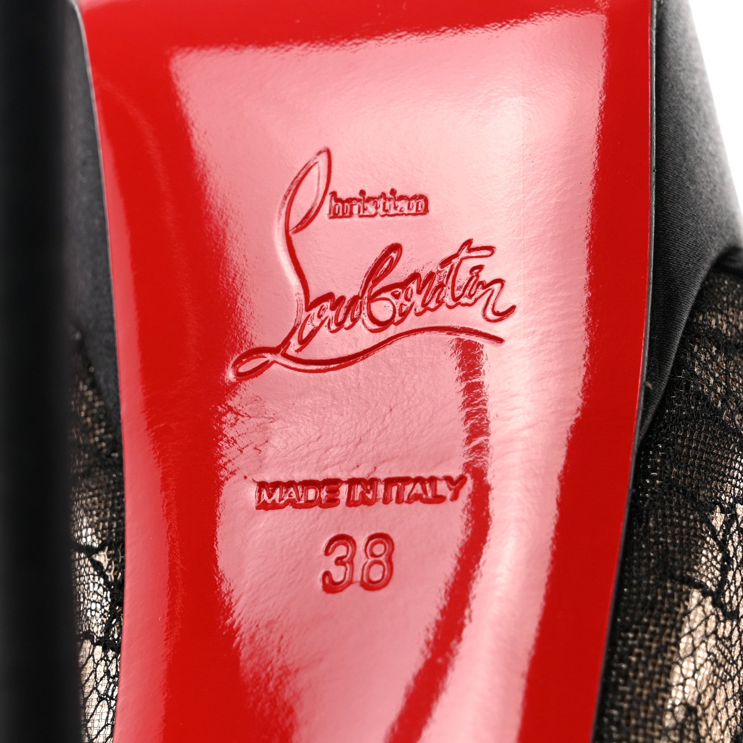 Christian Louboutin Satin Lace Chantilly Guiptik 150 Pumps 38 Black 6 of 8