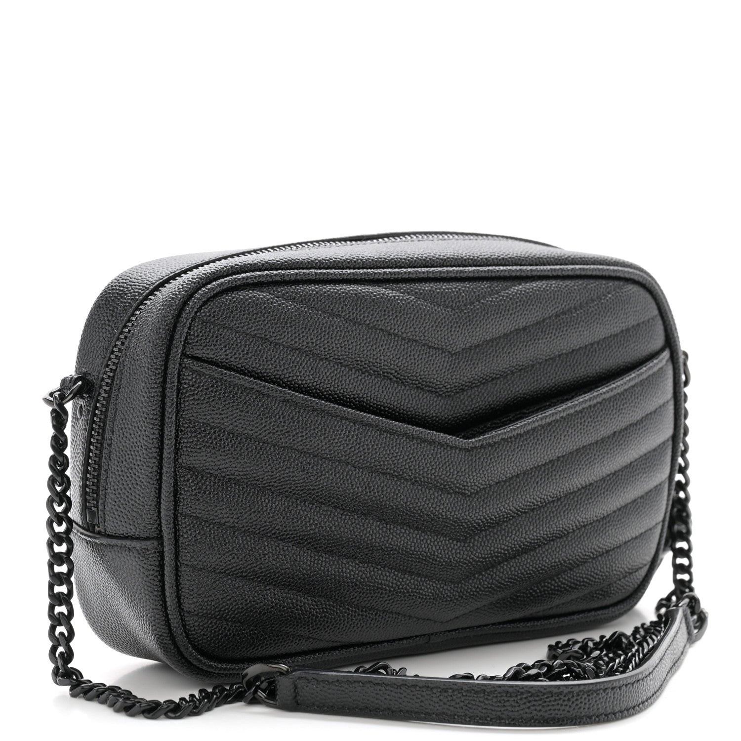 Saint Laurent Grain De Poudre Matelasse Monochrome Monogram Mini Lou Camera Bag Black 3 of 10