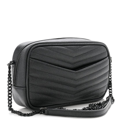 Saint Laurent Grain De Poudre Matelasse Monochrome Monogram Mini Lou Camera Bag Black 3 of 10