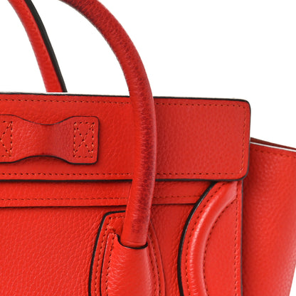 Celine Drummed Calfskin Nano Luggage Coquelicot 11 of 13