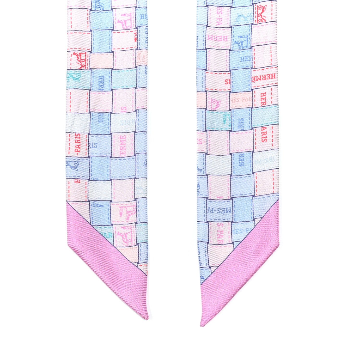 Silk Bolduc Au Carre Twilly Bleu Pale Rose Pale
