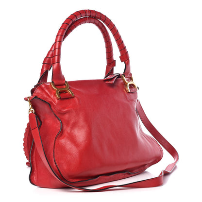 Chloe Calfskin Embroidered Medium Marcie Satchel Red 5 of 10