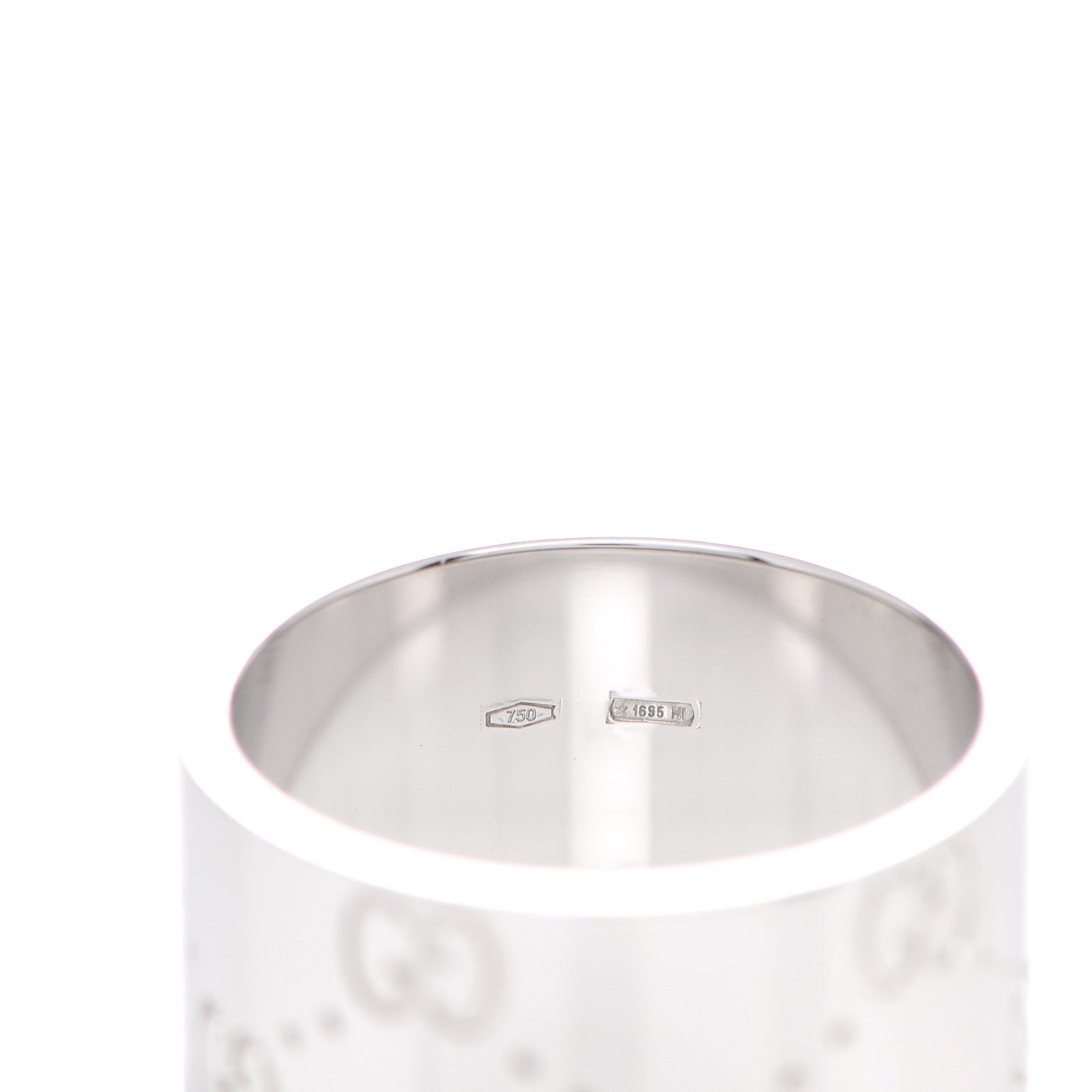 18K White Gold 9mm Icon Band Ring 53 6.25