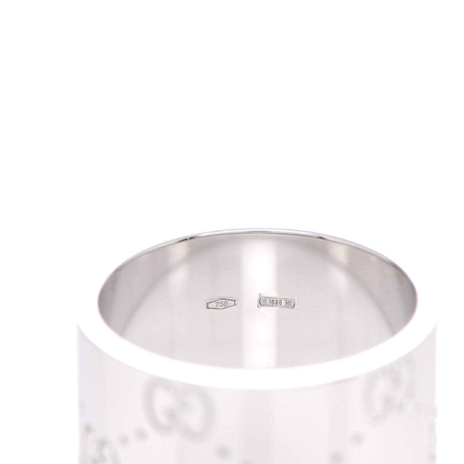 Gucci 18K White Gold 9mm Icon Band Ring 53 6.25 5 of 8