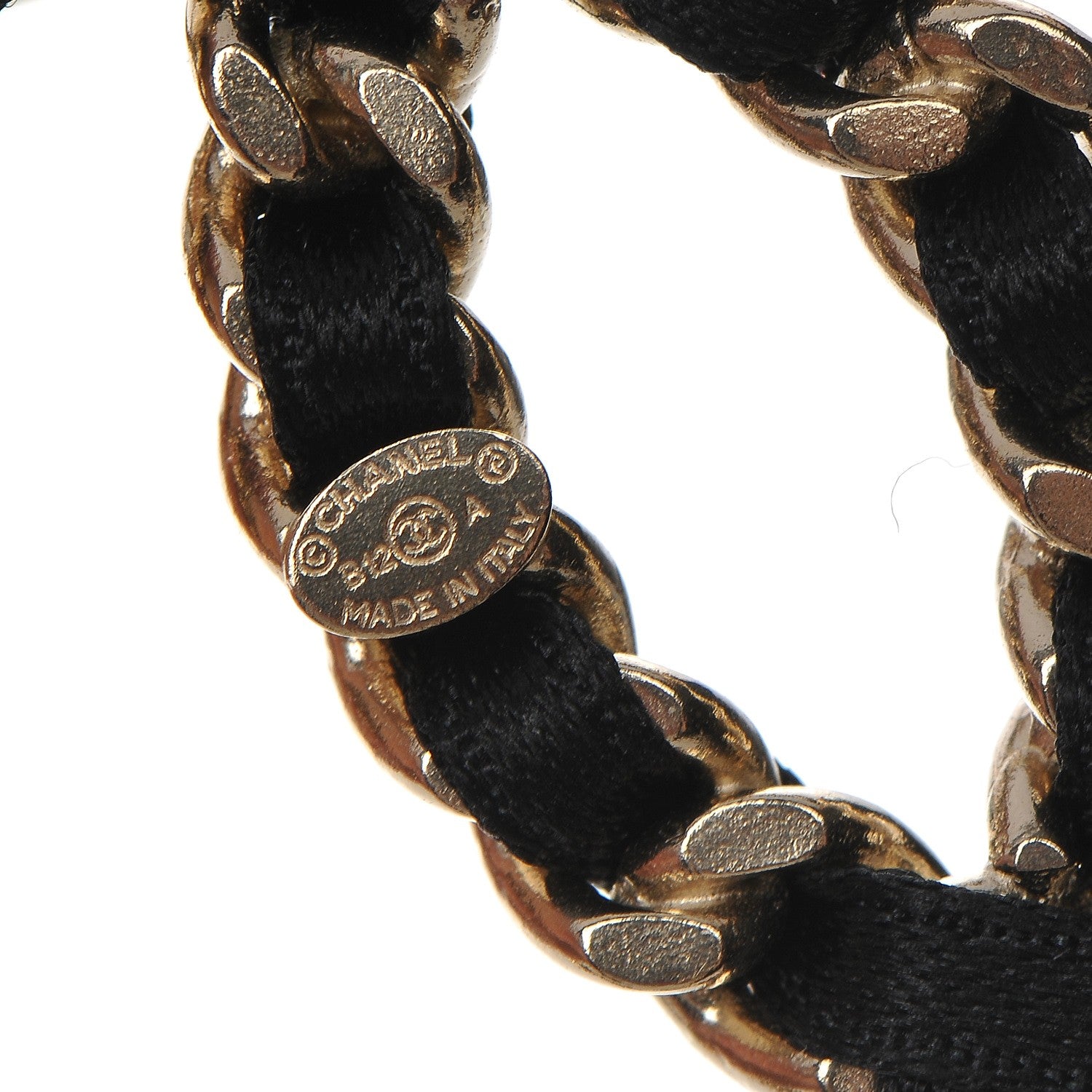 Chanel Satin CC Chain Earrings Light Gold Black 4 of 4
