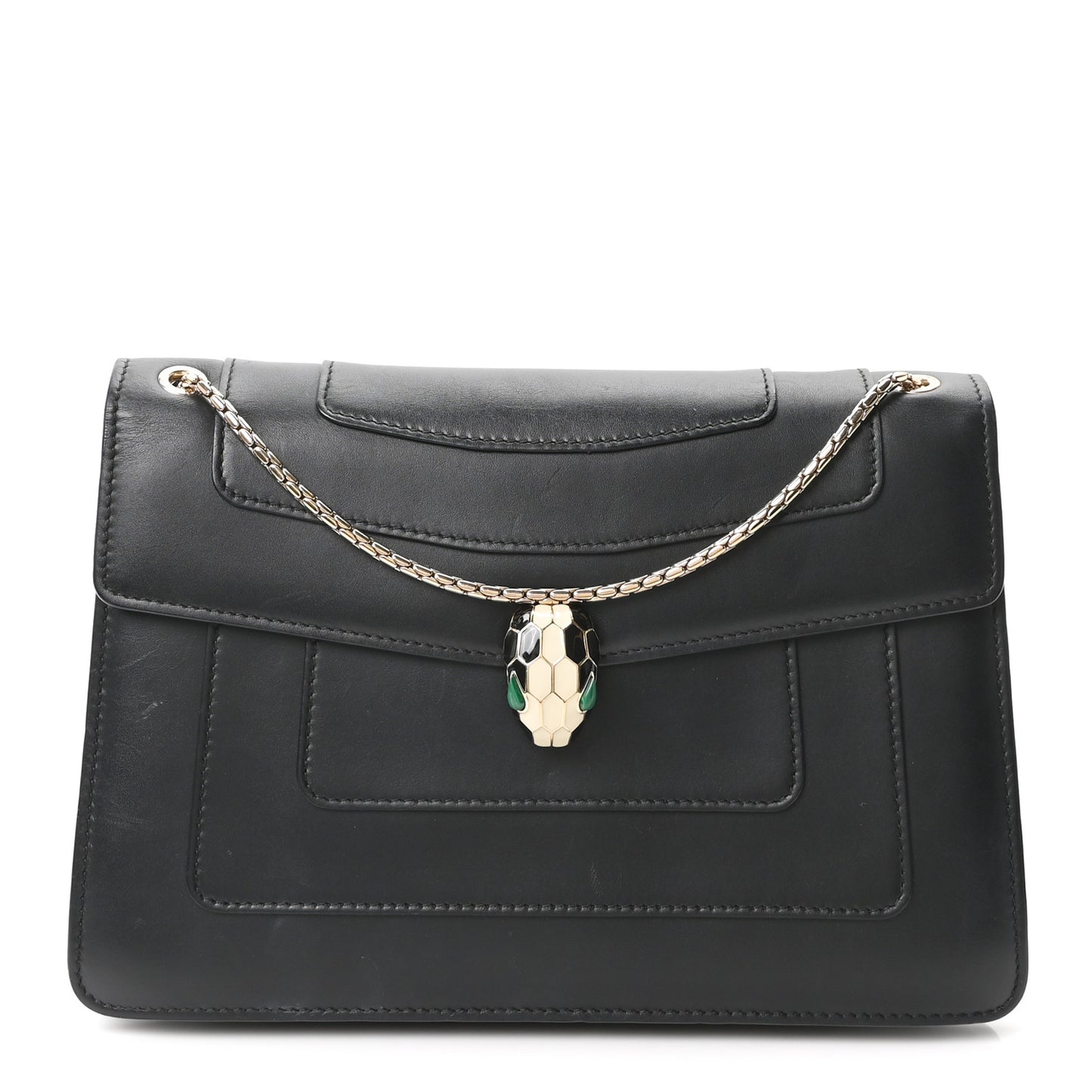 Calfskin Serpenti Forever Shoulder Bag Black