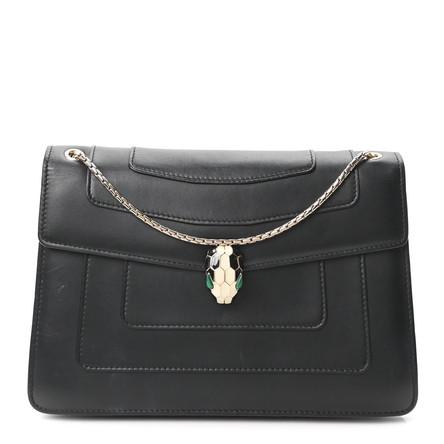 Bulgari Calfskin Serpenti Forever Shoulder Bag Black 1 of 11