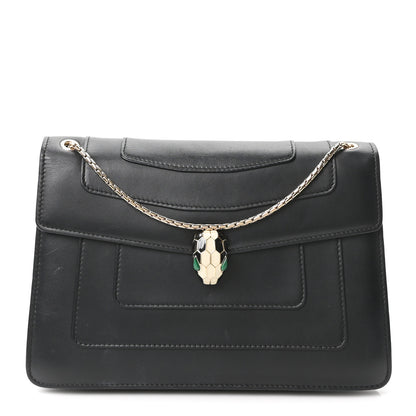 Bulgari Calfskin Serpenti Forever Shoulder Bag Black 1 of 11