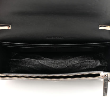 Balenciaga Metallic Extra Supple Calfskin Crocodile Embossed Gossip Wallet On Chain Silver 5 of 16